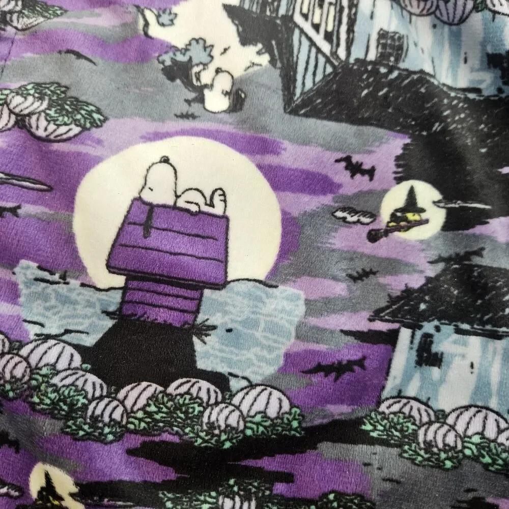 Snoopy‎ Halloween Pajama Pants Black Size Medium Peanuts NO DRAWSTRING